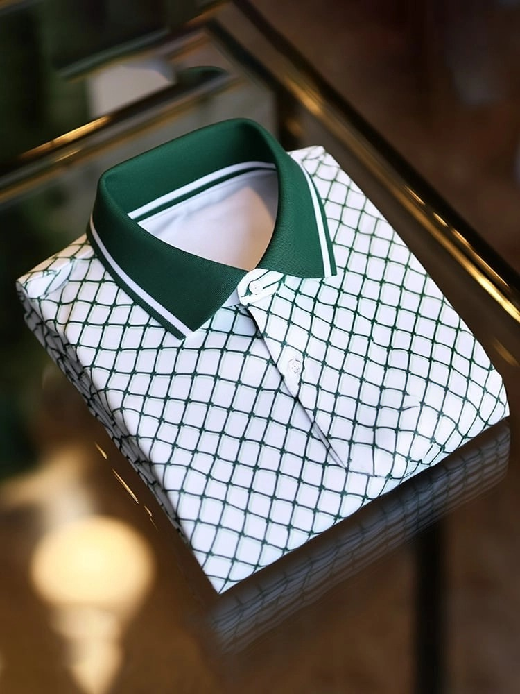 Camisa polo clásico ejecutivo Logo Button de manga corta para hombre