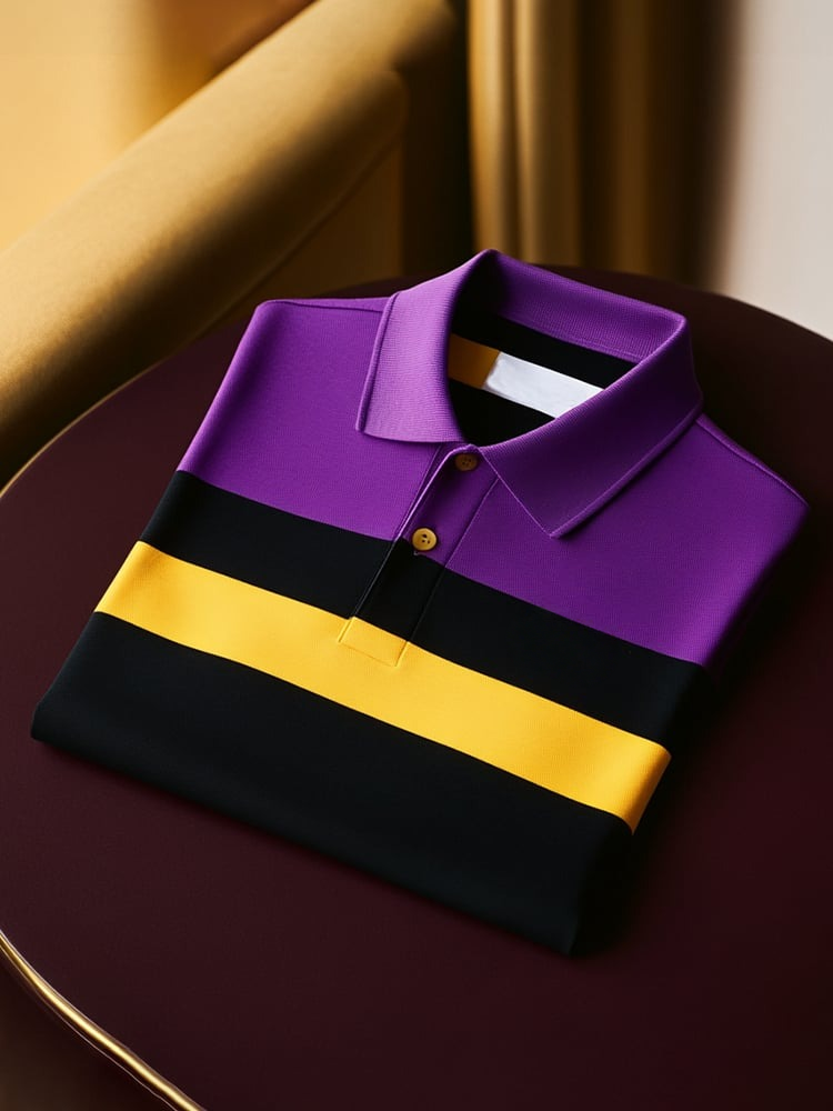 Camisa polo clásico ejecutivo Check Logo Button de manga corta para hombre