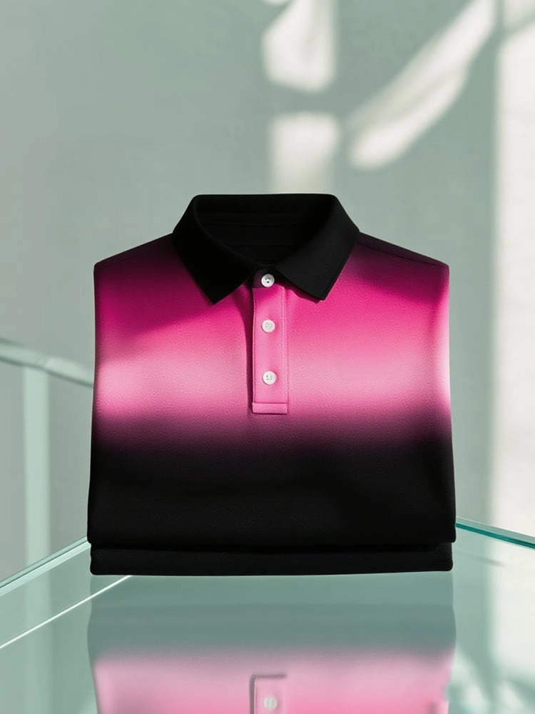 Camisa polo ejecutivo casual degradado Button de manga corta para hombre