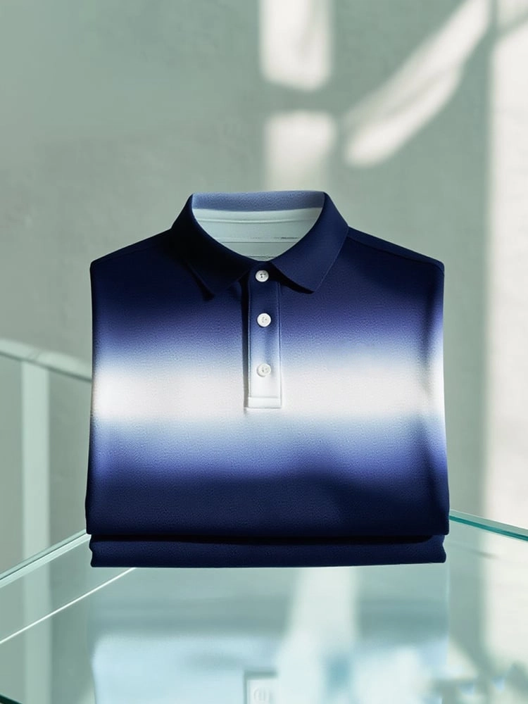 Camisa polo ejecutivo casual degradado Button de manga corta para hombre