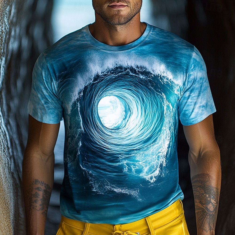 Camiseta Nautical de manga corta camiseta 3D estampado Crew Neck camisa para hombre