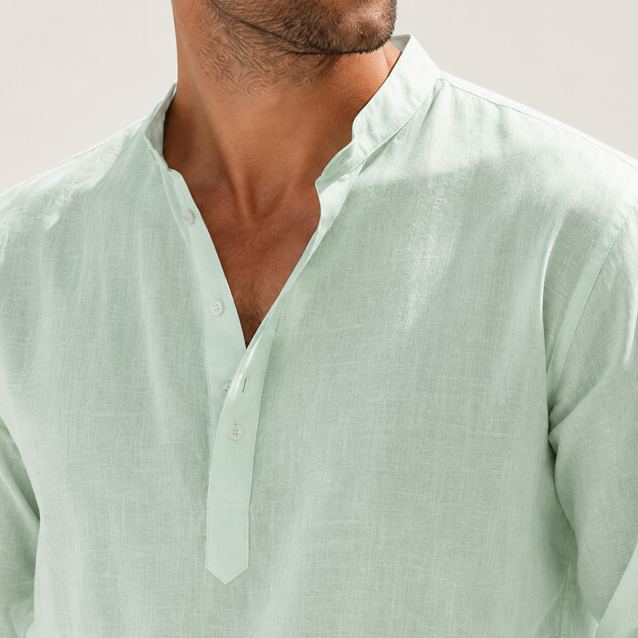 de modainprint para hombre Breathable de lino Look Henley camisa