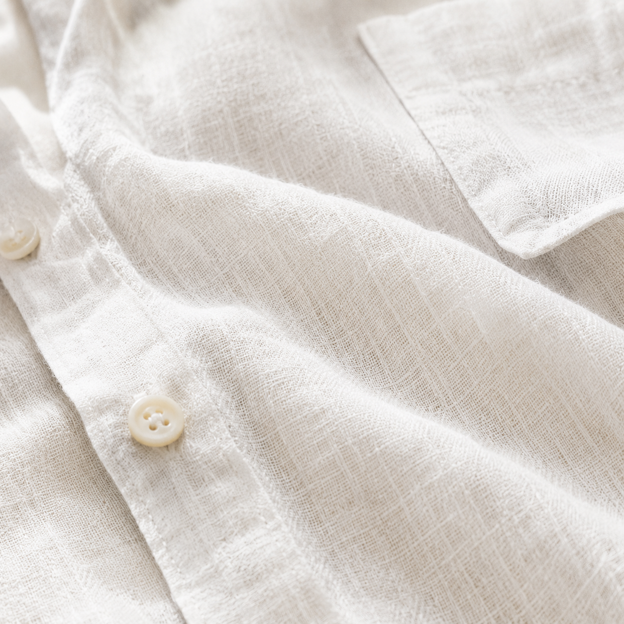Camisa de modainestampado Lightweight Textured de algodón de lino de manga larga para hombre
