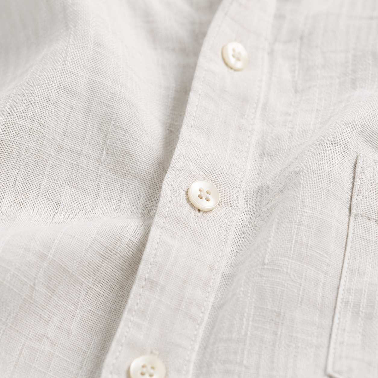Camisa de modainestampado Lightweight Textured de algodón de lino de manga larga para hombre