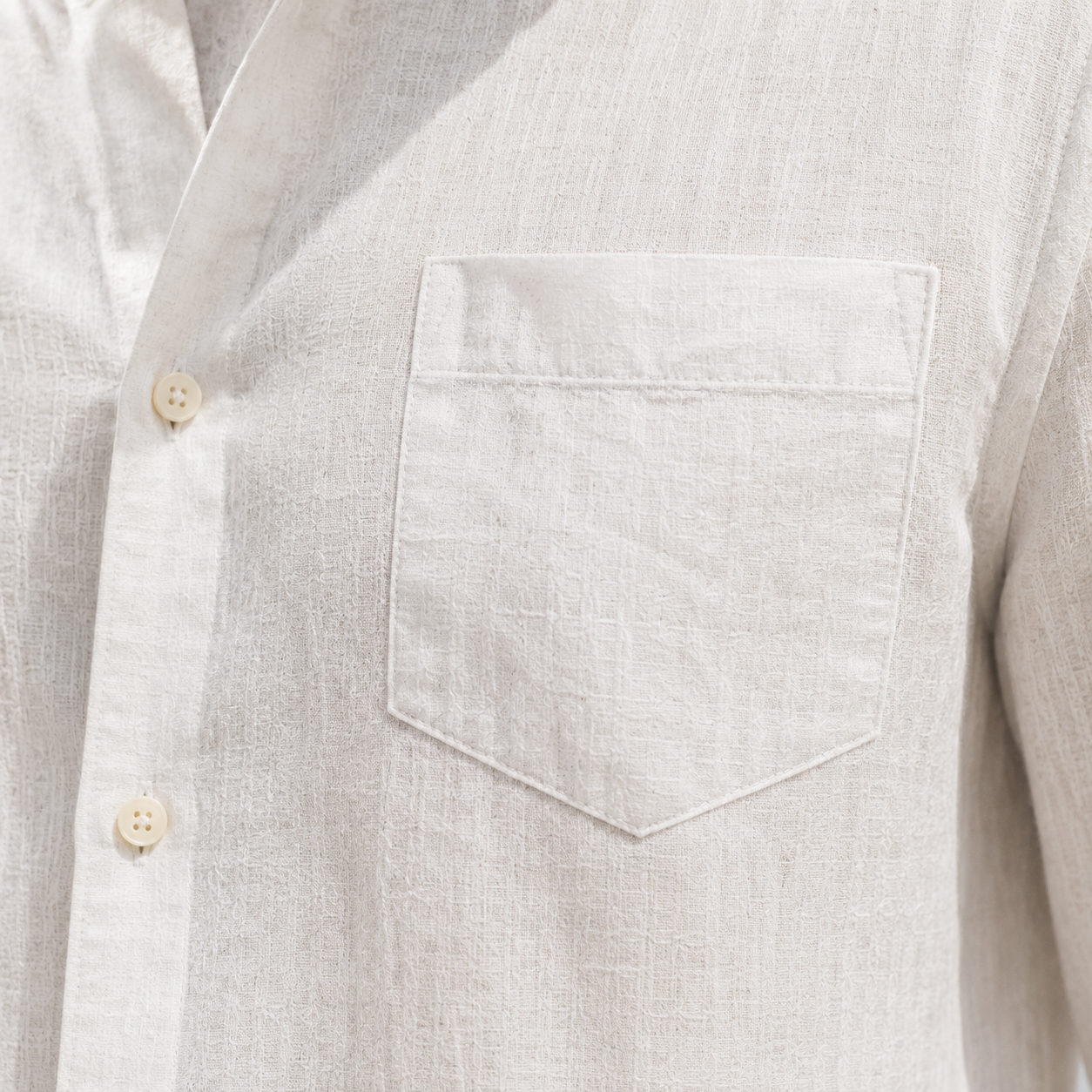 Camisa de modainestampado Lightweight Textured de algodón de lino de manga larga para hombre