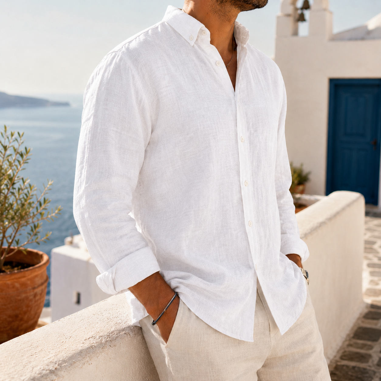 de modainprint casual Simple de algodón Lapel de manga largad camisa