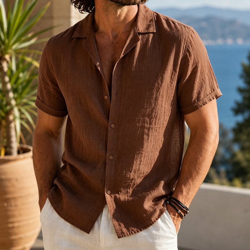 de modainprint Coastal Breeze de lino Camp camisas