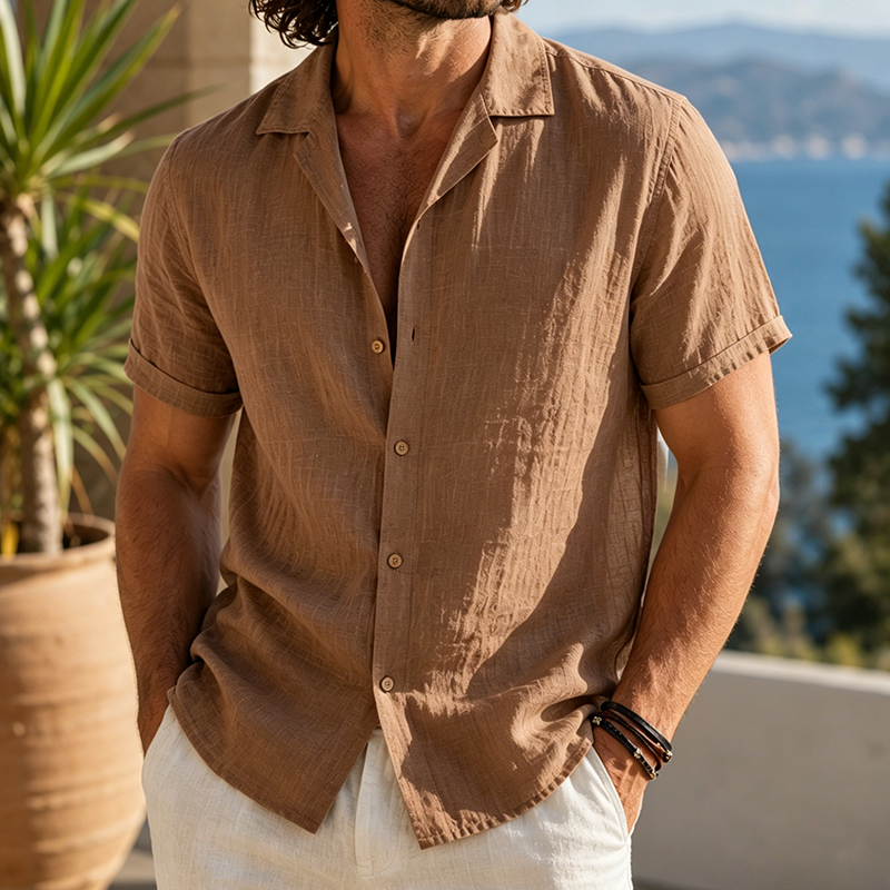 de modainprint Coastal Breeze de lino Camp camisas