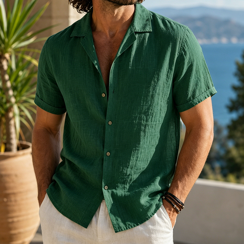 de modainprint Coastal Breeze de lino Camp camisas