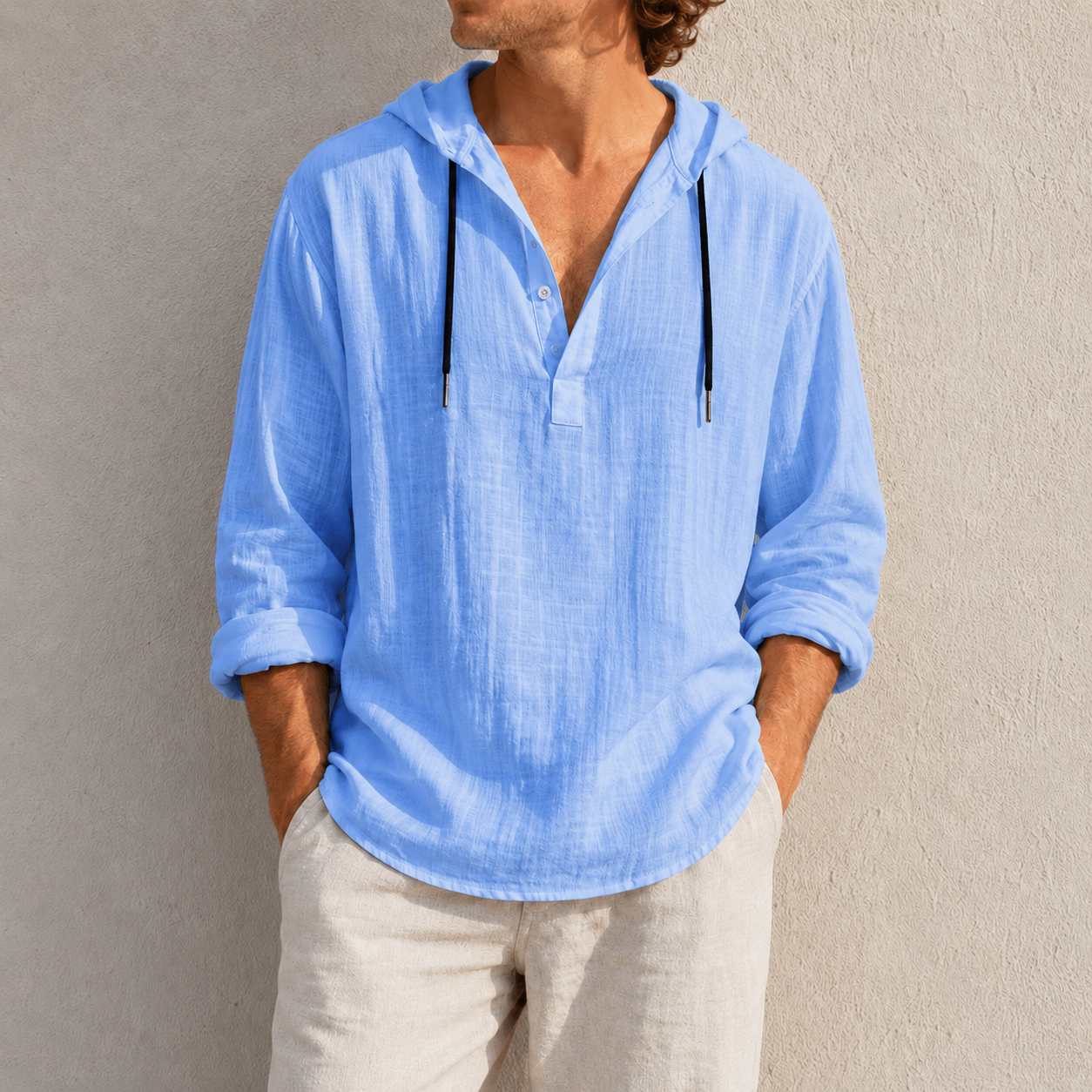 de modainprint para hombre de moda retro de manga larga holgado casual Henley camisas