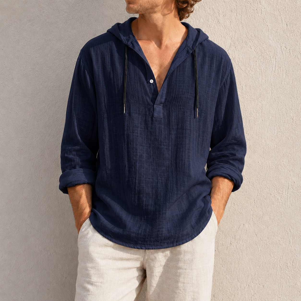 de modainprint para hombre de moda retro de manga larga holgado casual Henley camisas