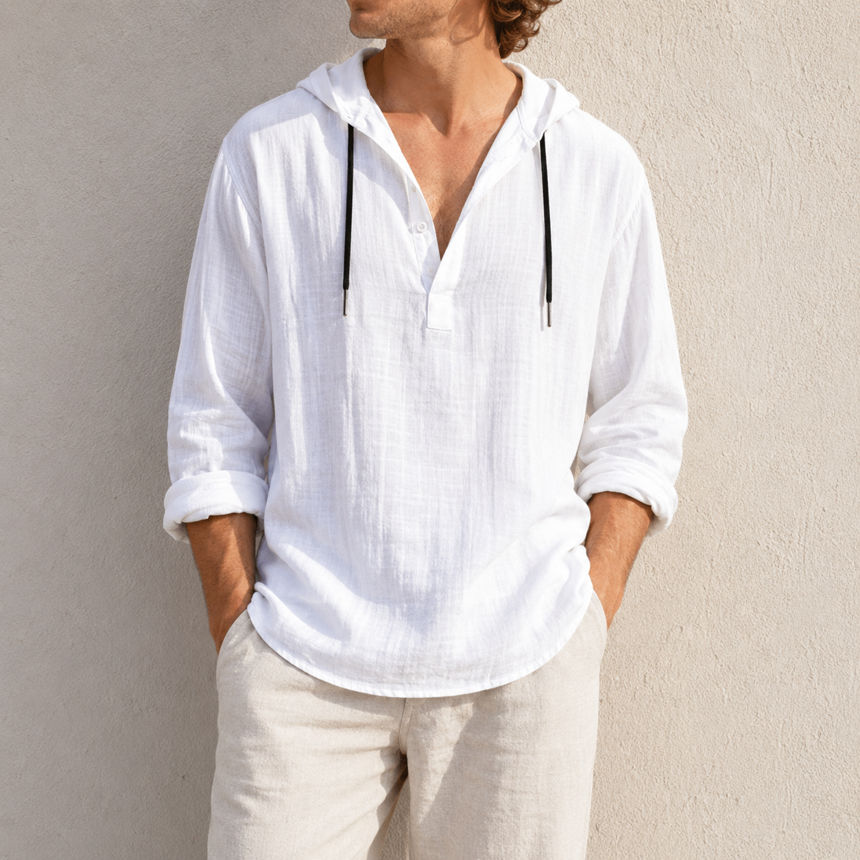 de modainprint para hombre de moda retro de manga larga holgado casual Henley camisas