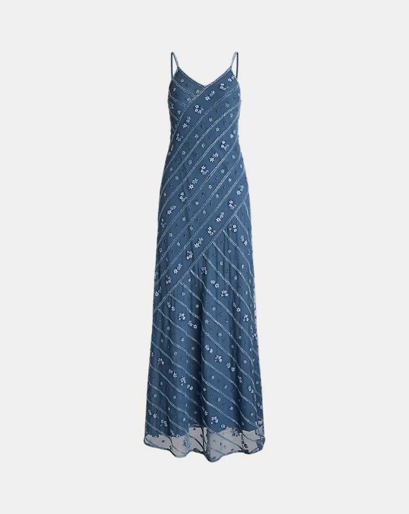 Mono Ralph Lauren Beaded Mesh Sleeveless Gown Mujer Azules | AVOJMBU-13 - vista 2