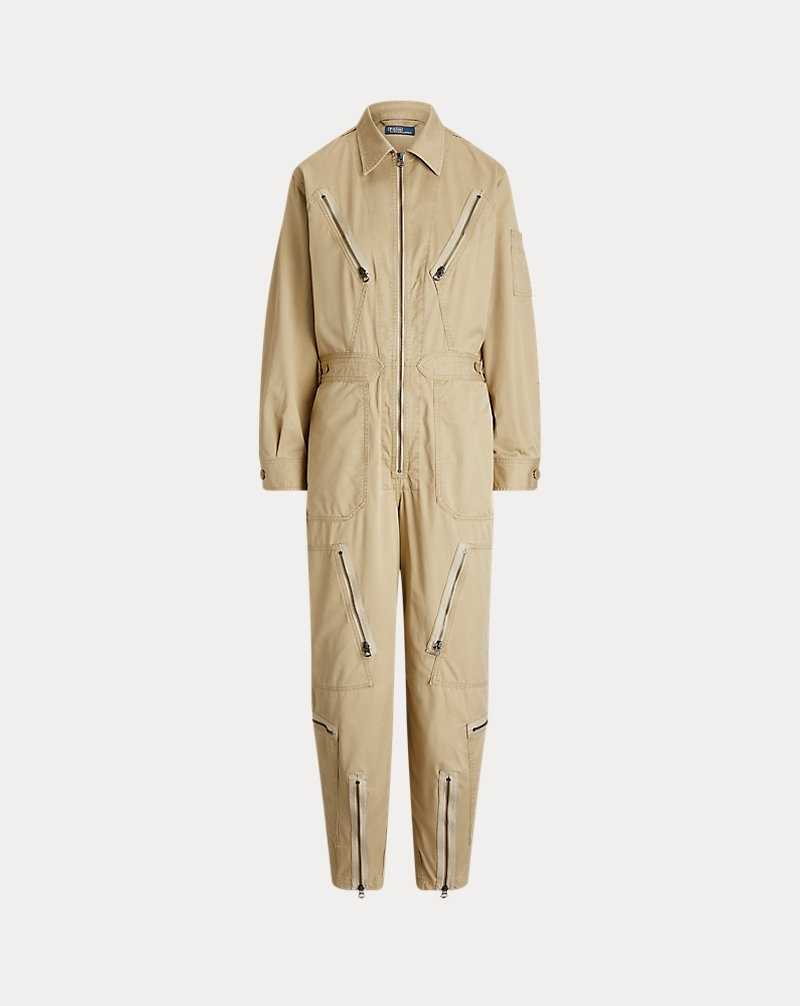 Mono Ralph Lauren Cotton Twill Zip-Front Mujer Tan | WPEAMTY-72 - vista 2