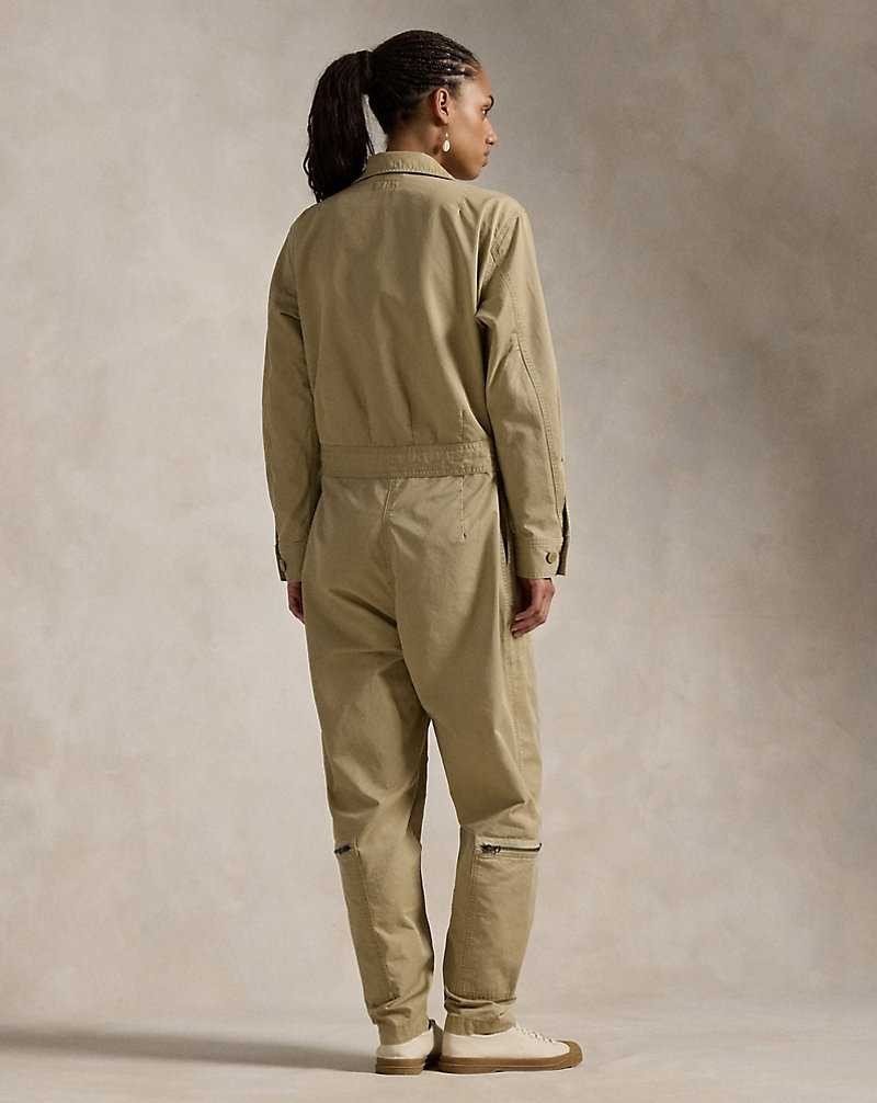 Mono Ralph Lauren Cotton Twill Zip-Front Mujer Tan | WPEAMTY-72 - vista 4