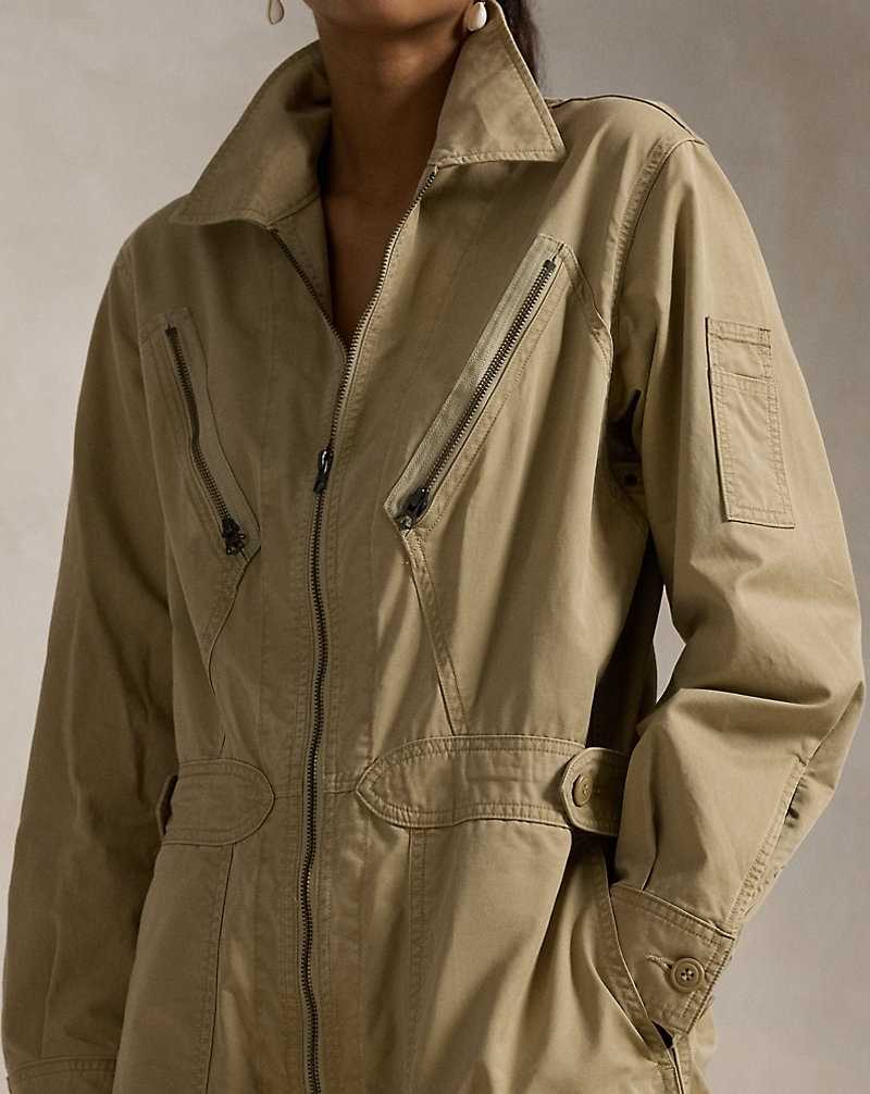 Mono Ralph Lauren Cotton Twill Zip-Front Mujer Tan | WPEAMTY-72 - vista 5