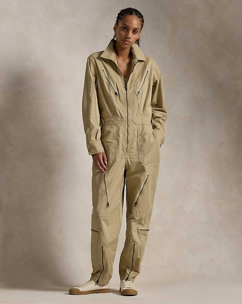 Mono Ralph Lauren Cotton Twill Zip-Front Mujer Tan | WPEAMTY-72 - vista 1