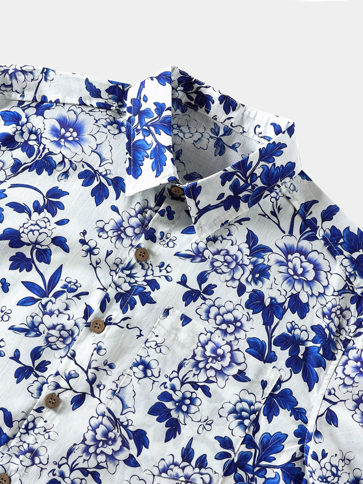 Camisa Blue floral de manga corta con botones transpirable Cool casual Summer para hombre