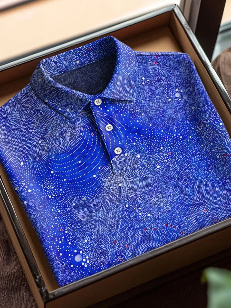 Retro Polka Dot Abstract Art estampado casual de manga corta Polo