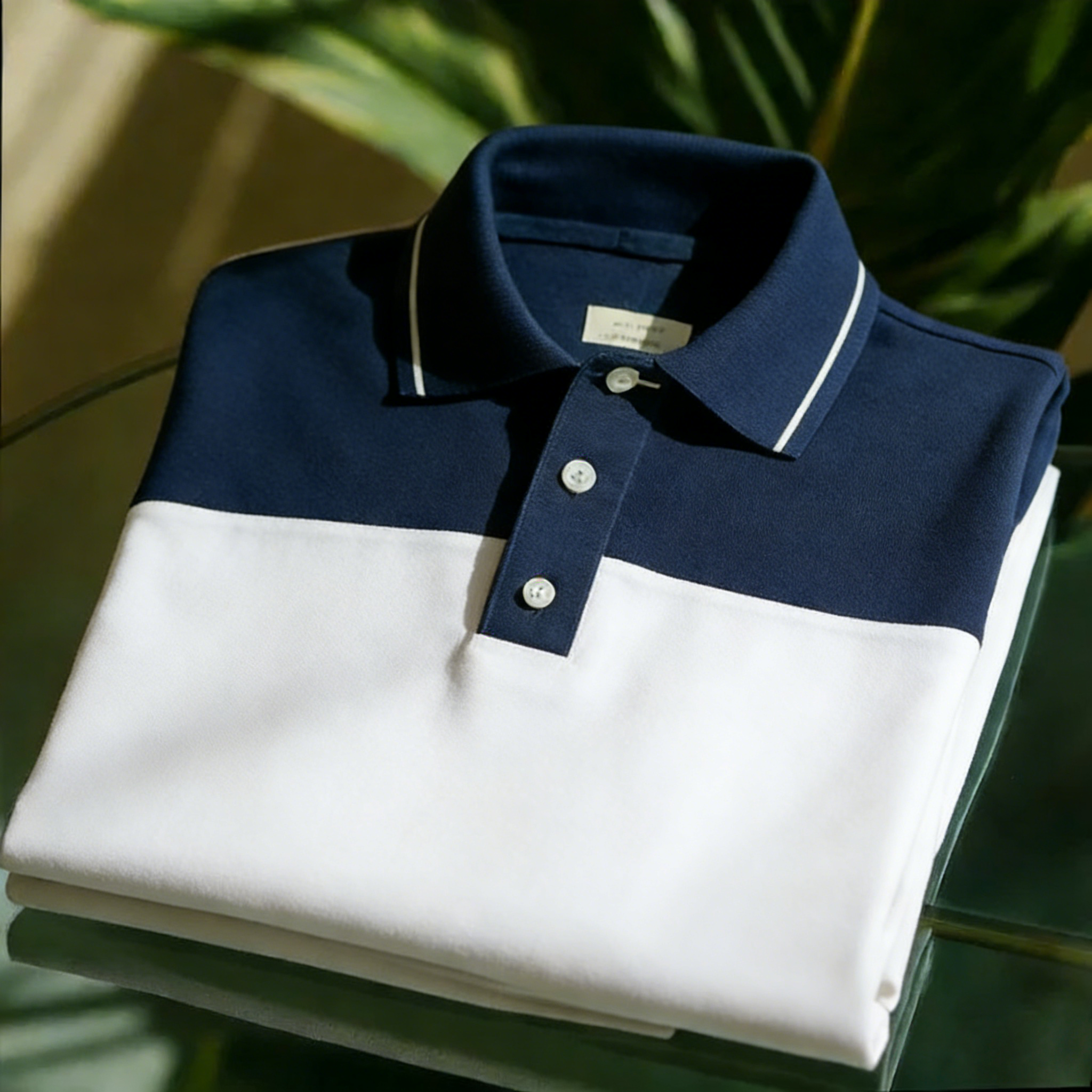 Camisa polo ejecutivo casual jacquard Button de manga corta para hombre