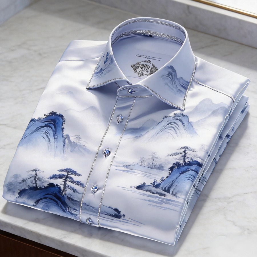 Camisa de lujo premium High Elasticity ejecutivo casual Out Vacation de manga larga camisa