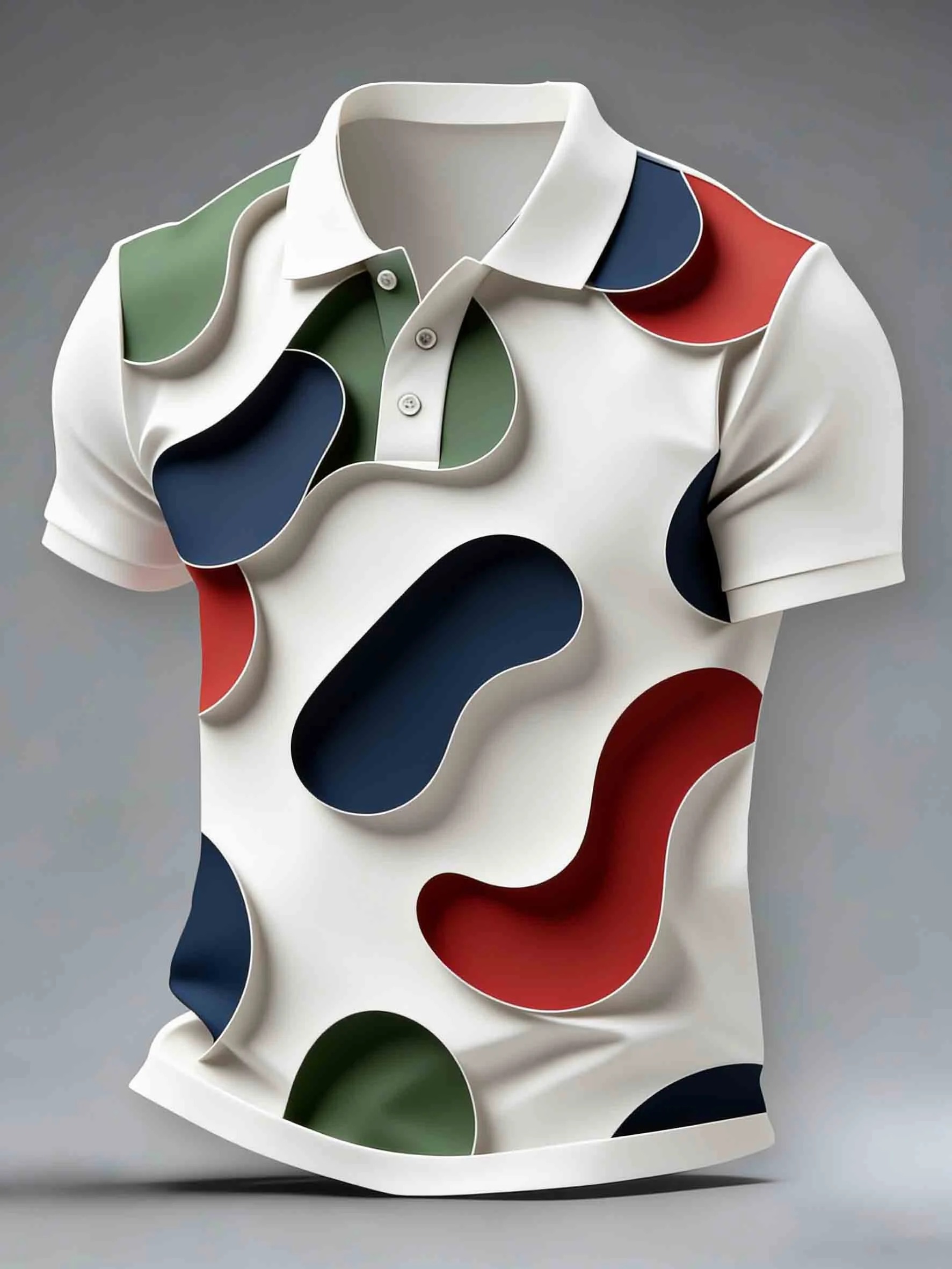 Camisa polo Colorful Irregular geométrico Art estampado casual de manga corta