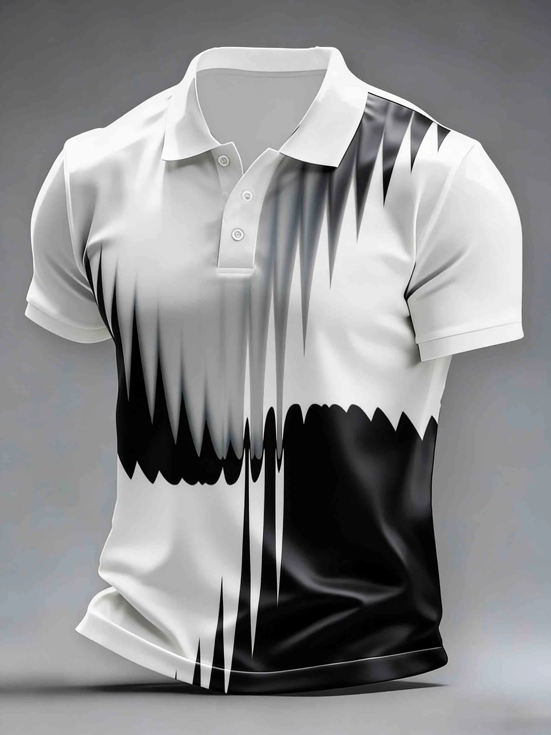 Camisa polo Irregular degradado Geometry Art estampado casual de manga corta