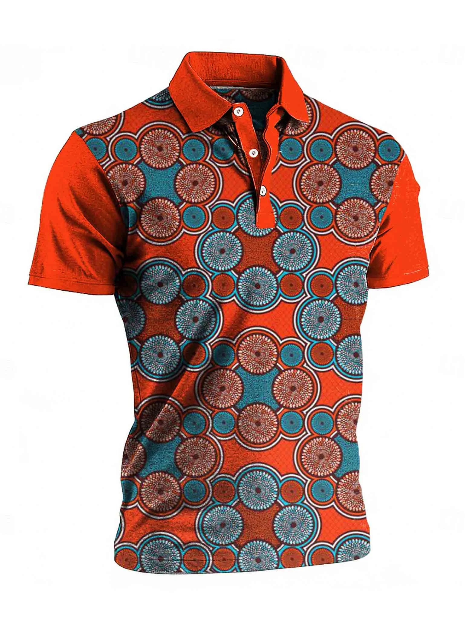 Camisa polo geométrico Tribal diseños Art estampado casual de manga corta
