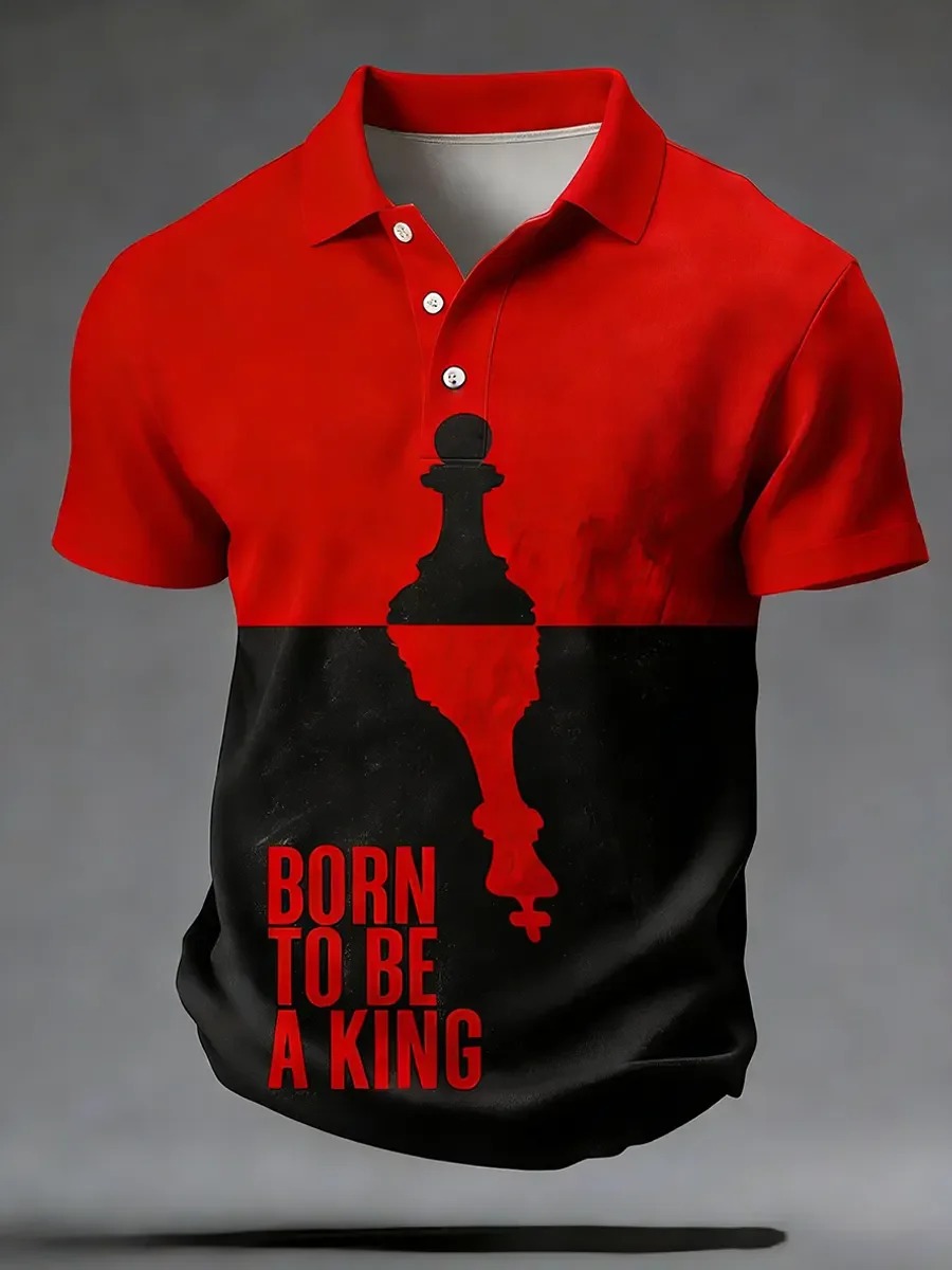 Camisa polo High Quality geométrico Art estampado de manga corta
