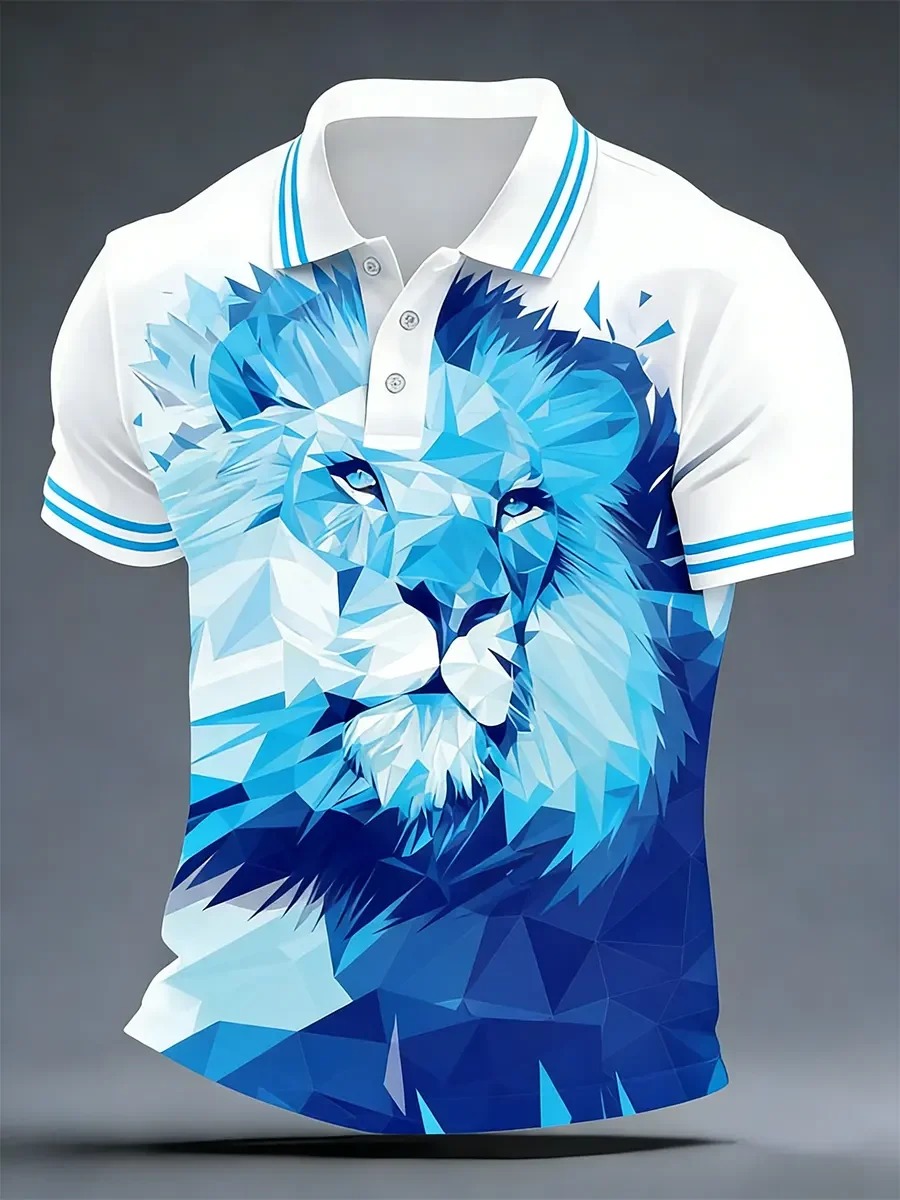 Camisa polo High Quality geométrico Art estampado de manga corta