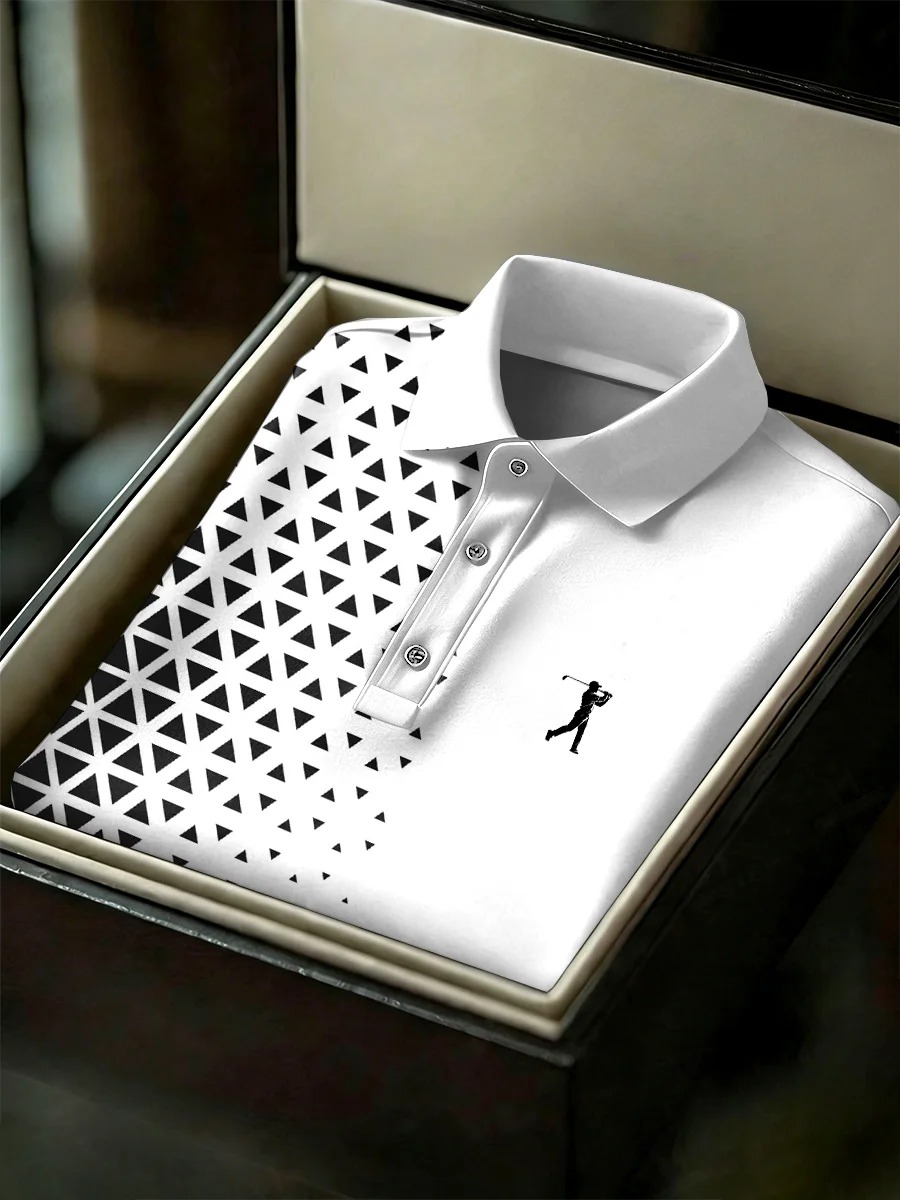 Camisa polo ejecutivo Style estampado de manga corta para hombre