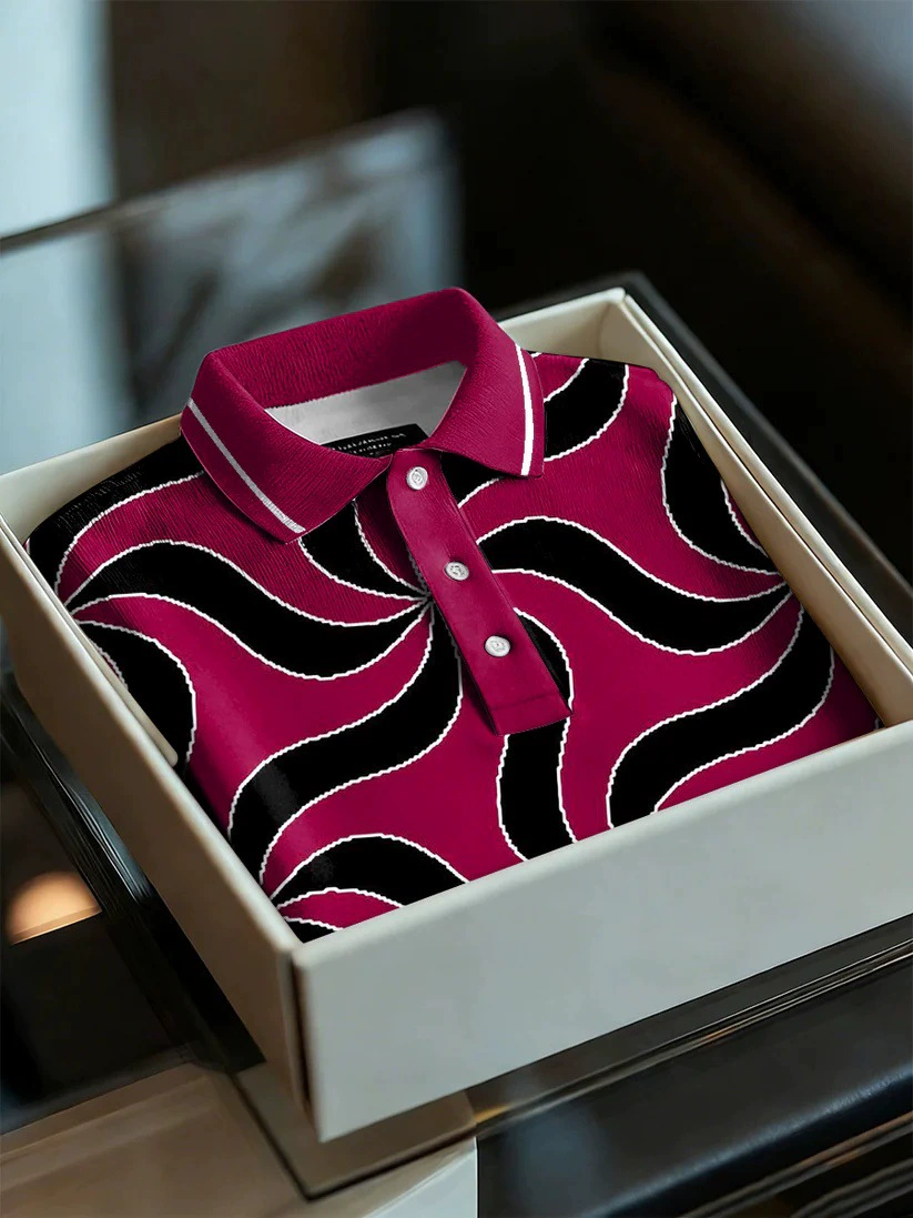 Camisa polo ejecutivo Style estampado de manga corta para hombre