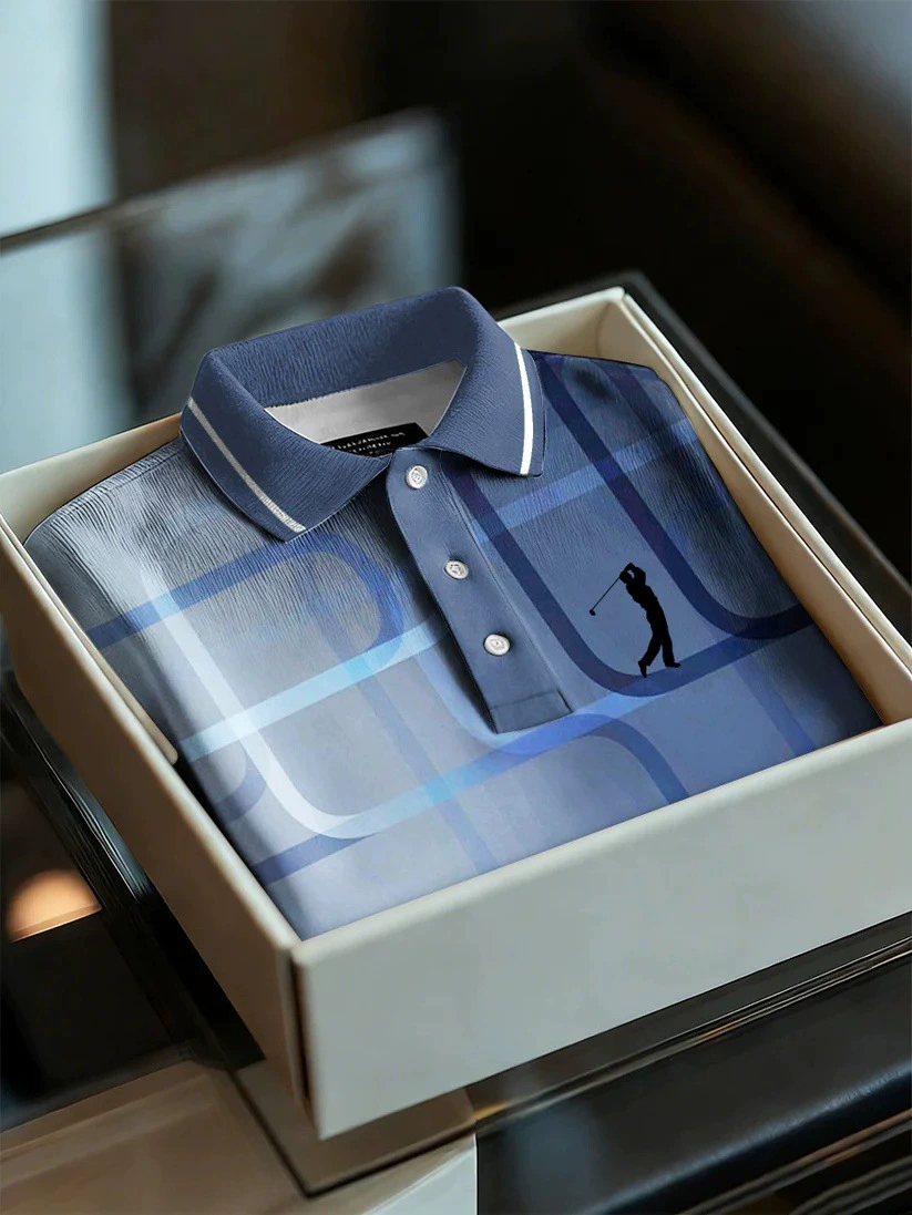 Camisa polo ejecutivo Style estampado de manga corta para hombre