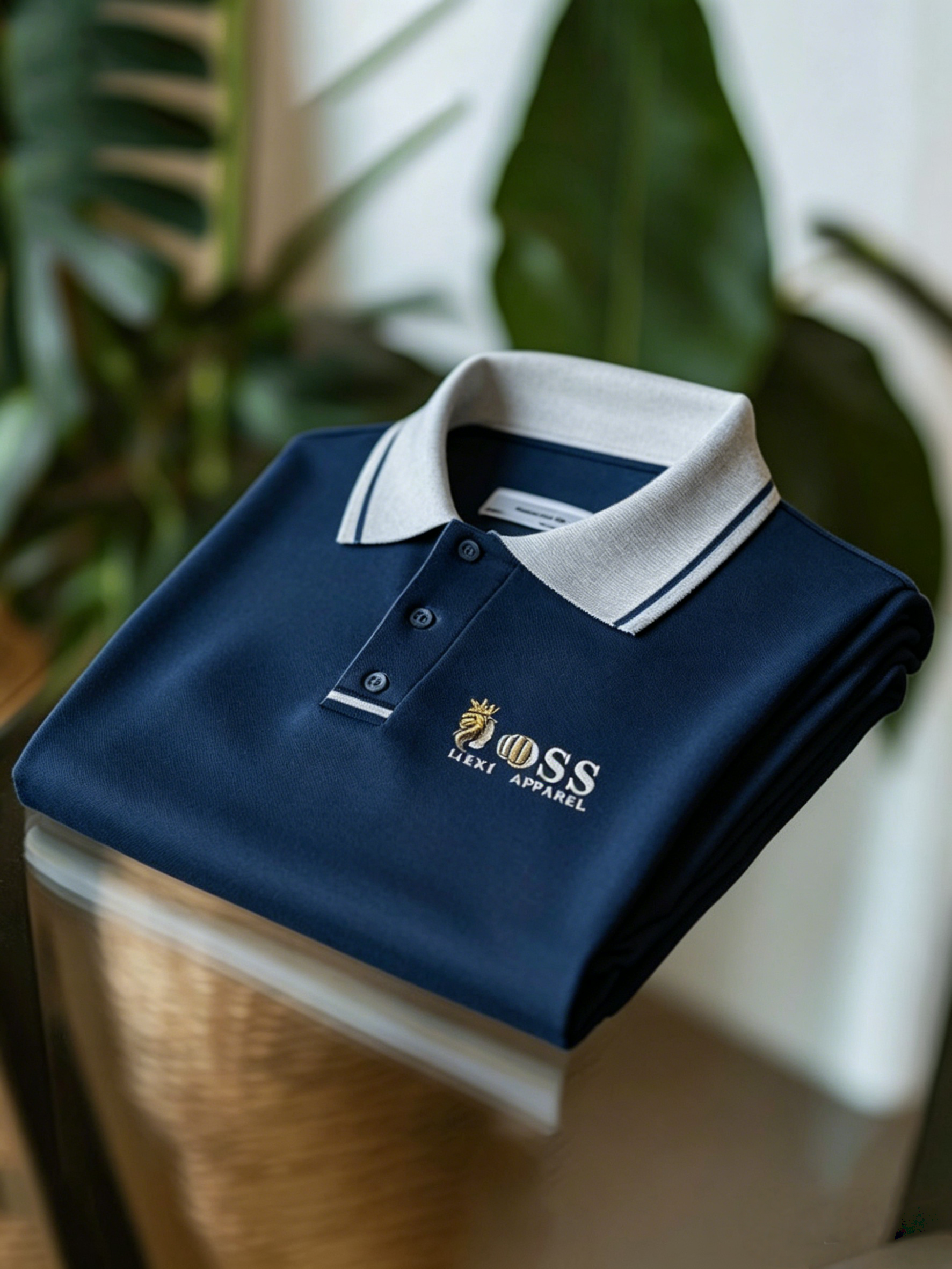 Camisa polo ejecutivo con botones de manga corta para hombre