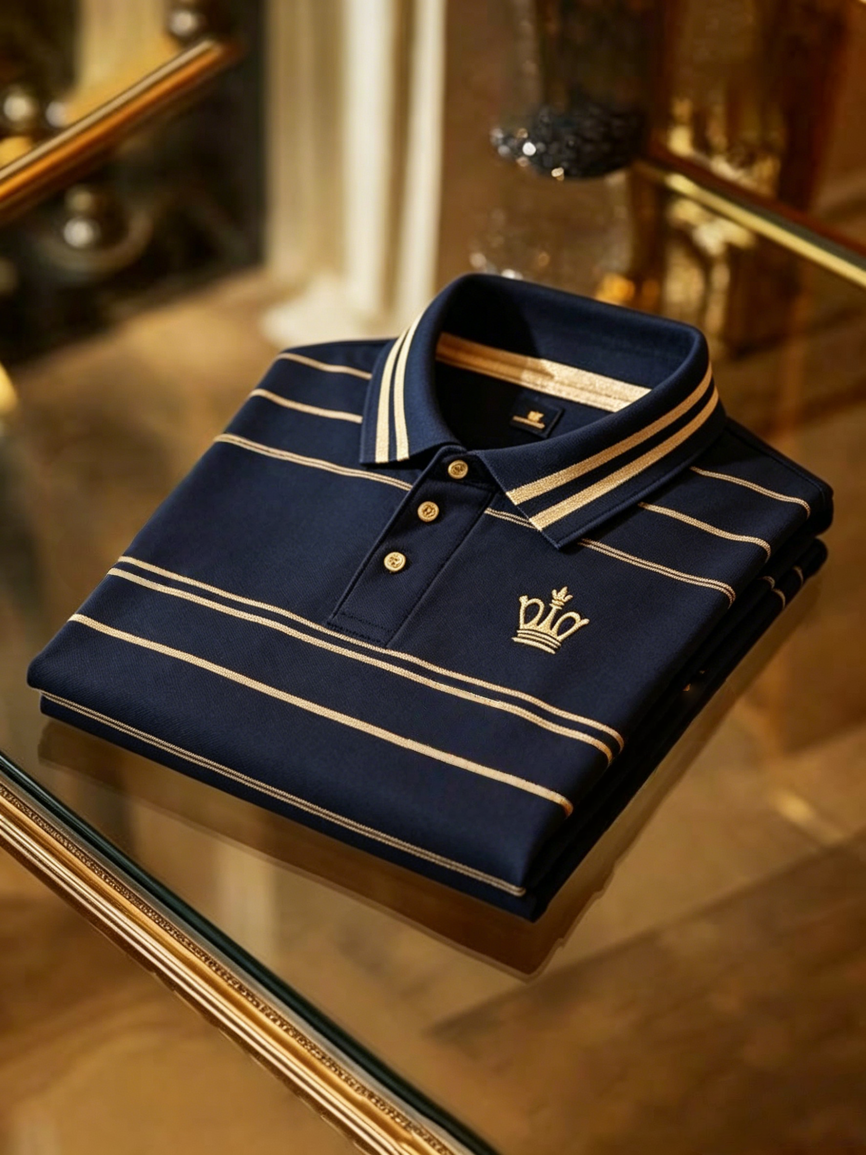 Camisa polo ejecutivo con botones de manga corta para hombre