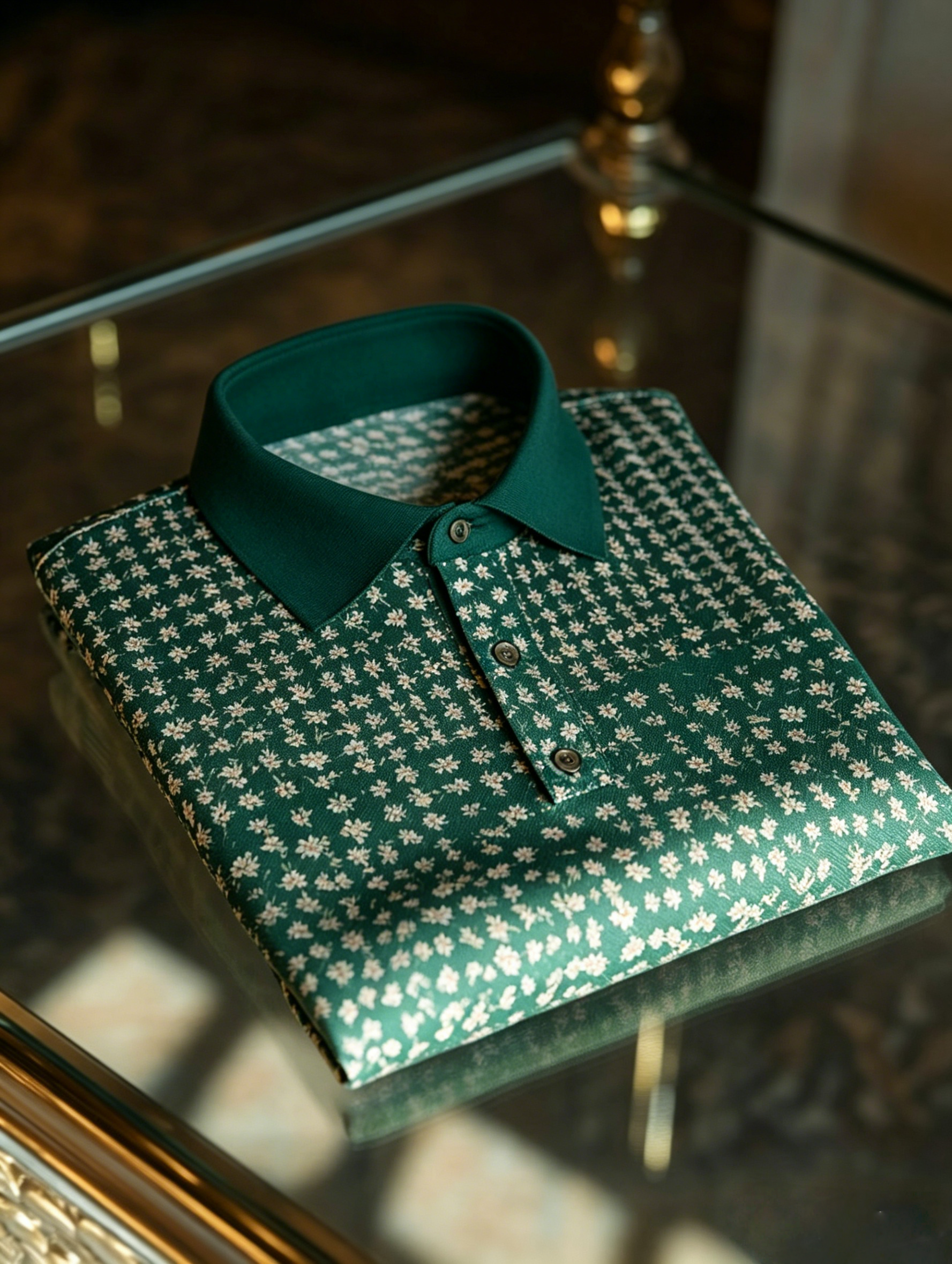 Camisa polo ejecutivo con botones de manga corta para hombre