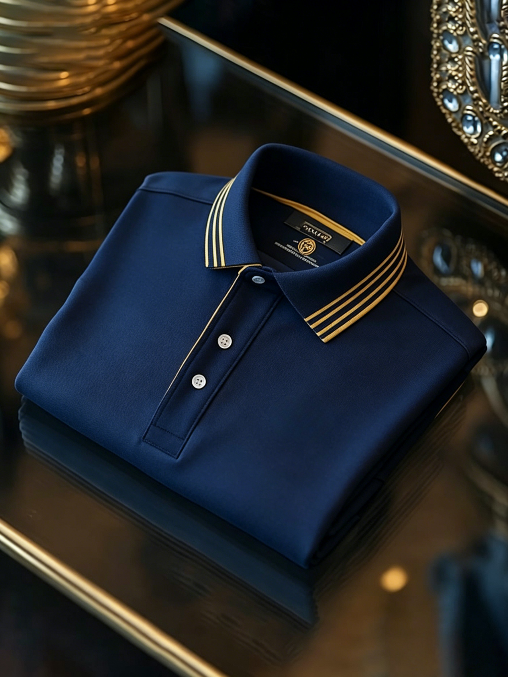 Camisa polo ejecutivo con botones de manga corta para hombre