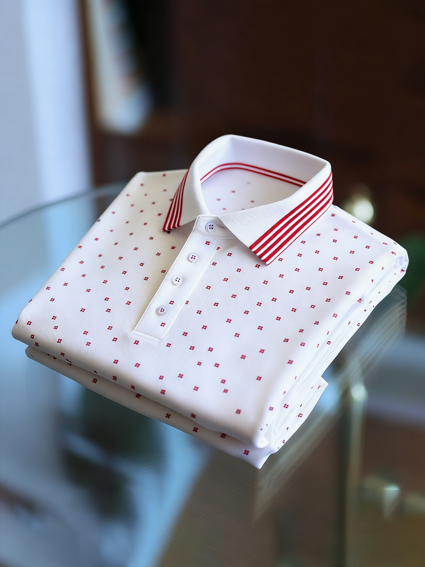 Camisa polo ejecutivo con botones de manga corta para hombre