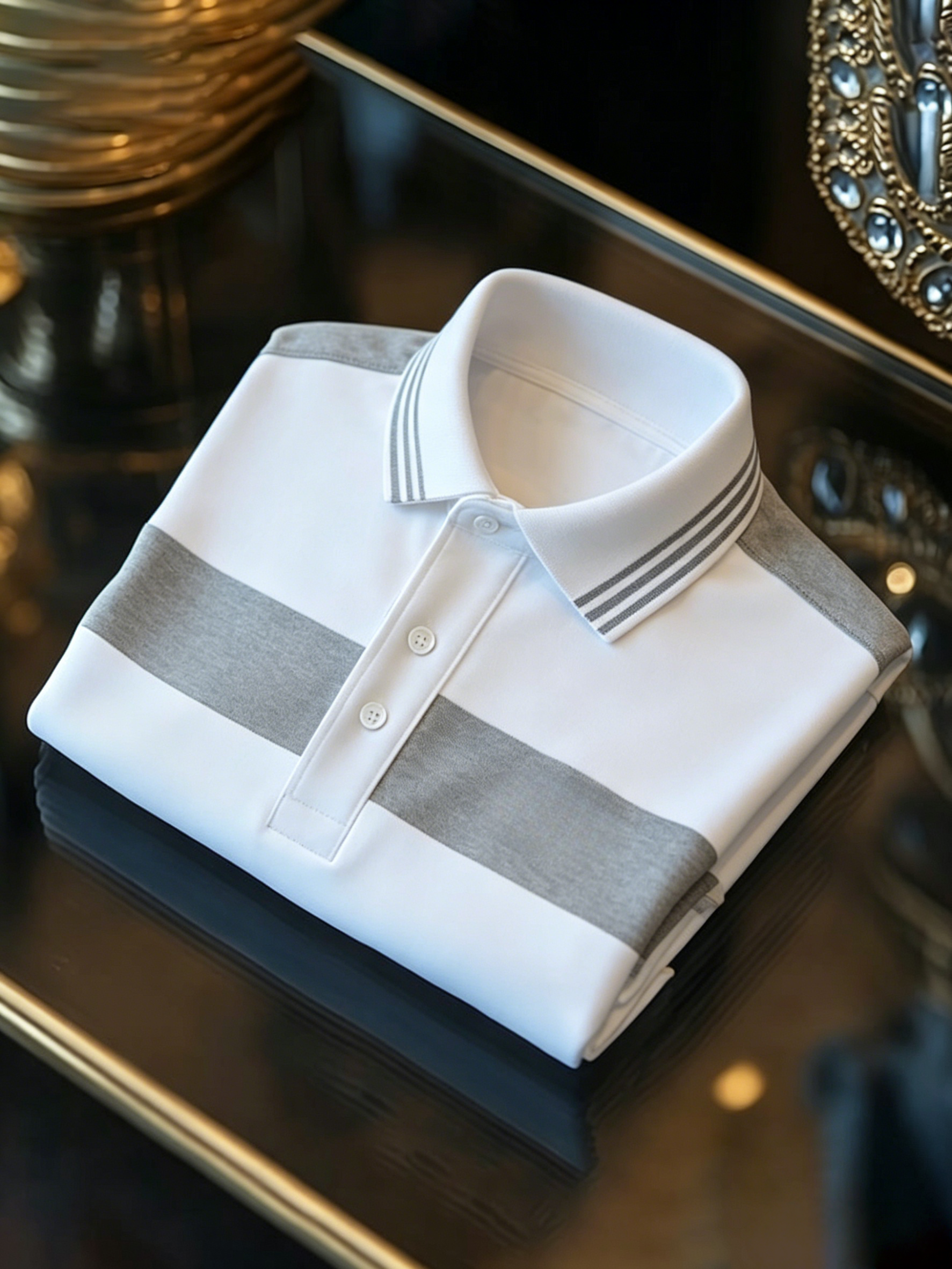Camisa polo ejecutivo con botones de manga corta para hombre