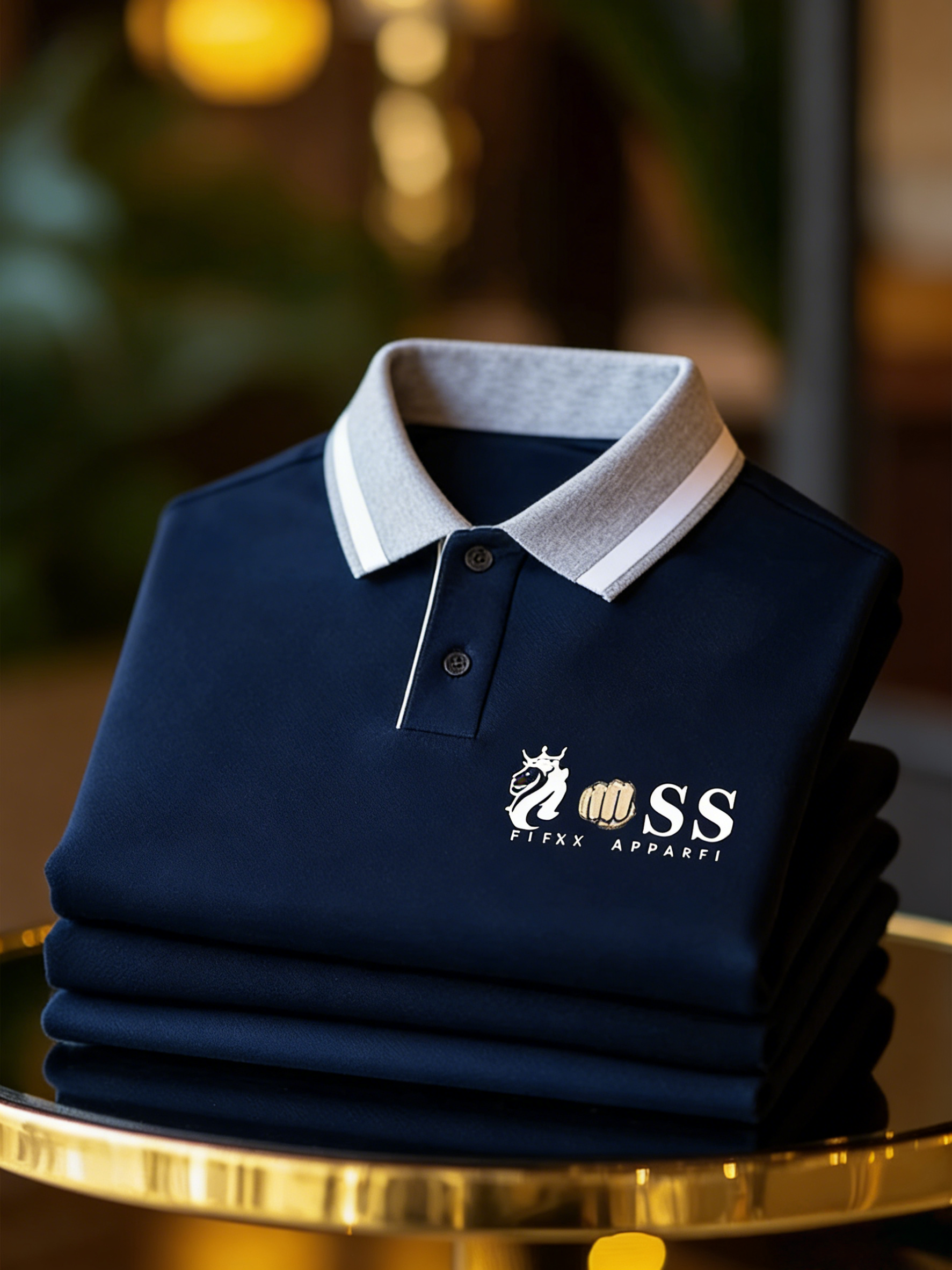 Camisa polo ejecutivo con botones de manga corta para hombre