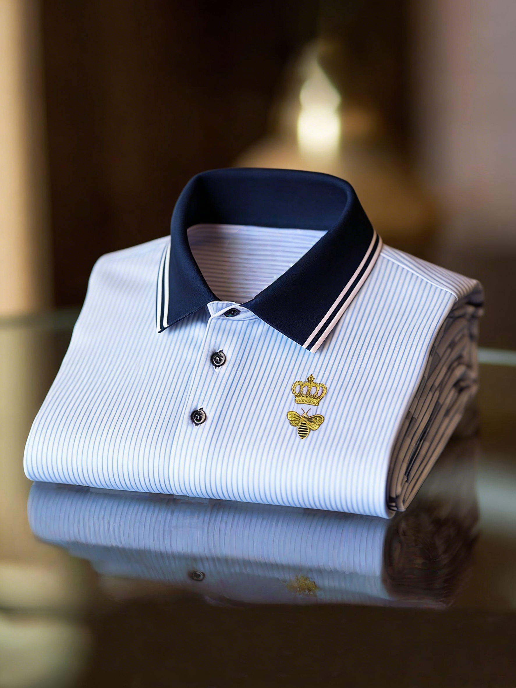 Camisa polo ejecutivo con botones de manga corta para hombre
