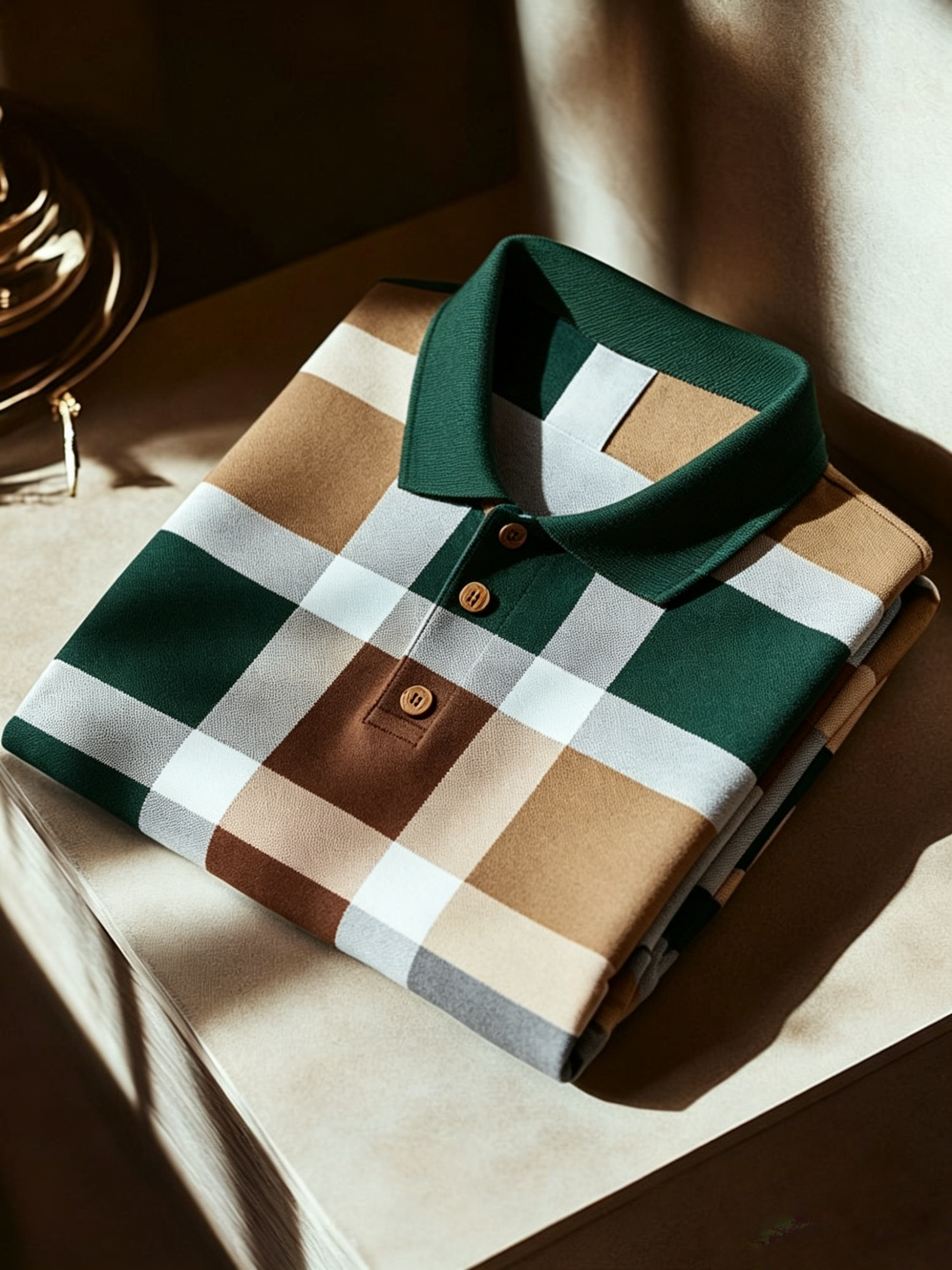 Camisa polo ejecutivo con botones de manga corta para hombre