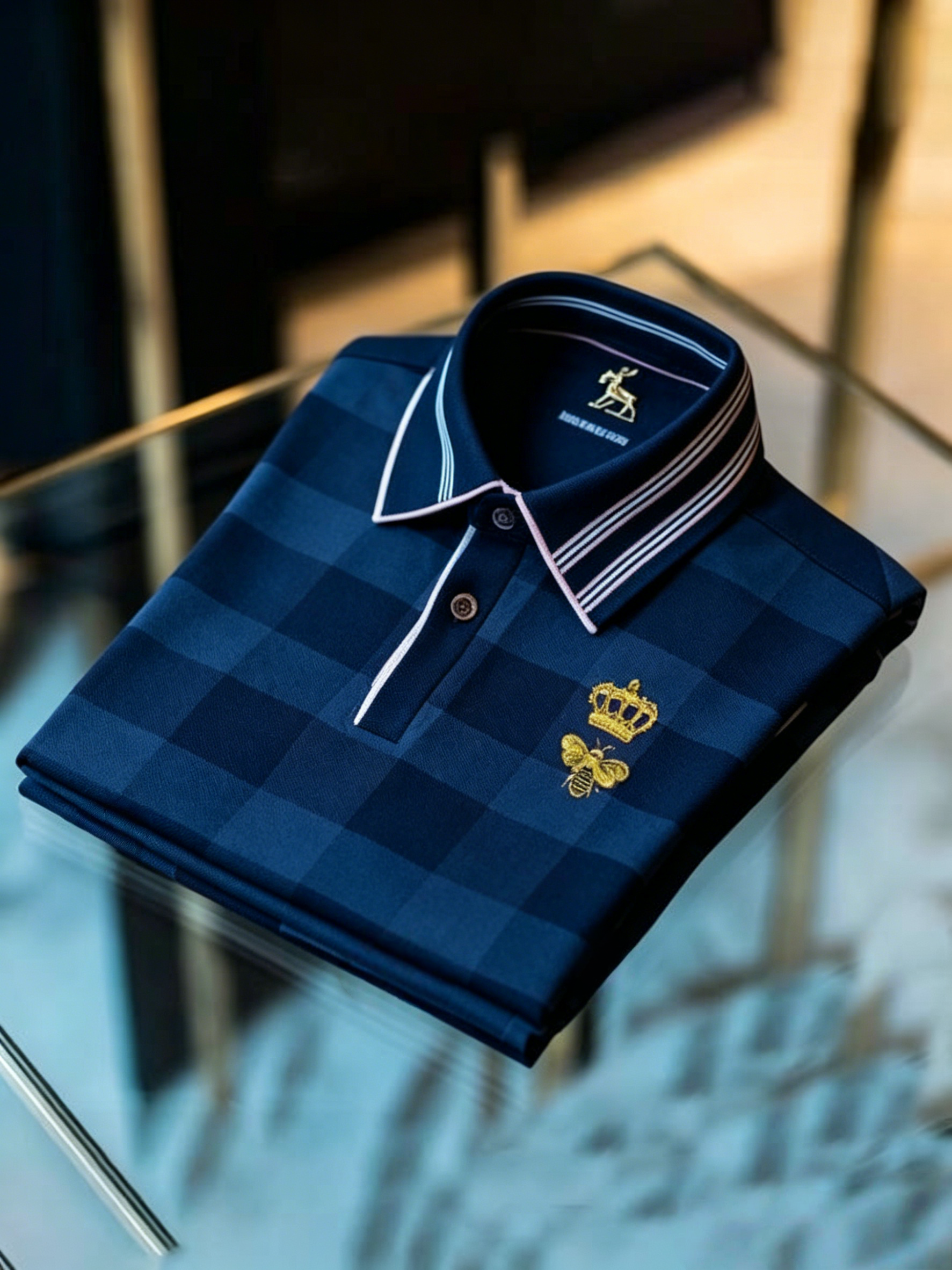 Camisa polo ejecutivo con botones de manga corta para hombre