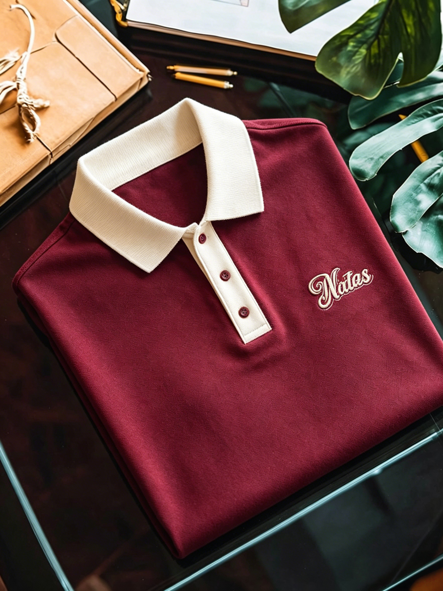 Camisa polo ejecutivo con botones de manga corta para hombre