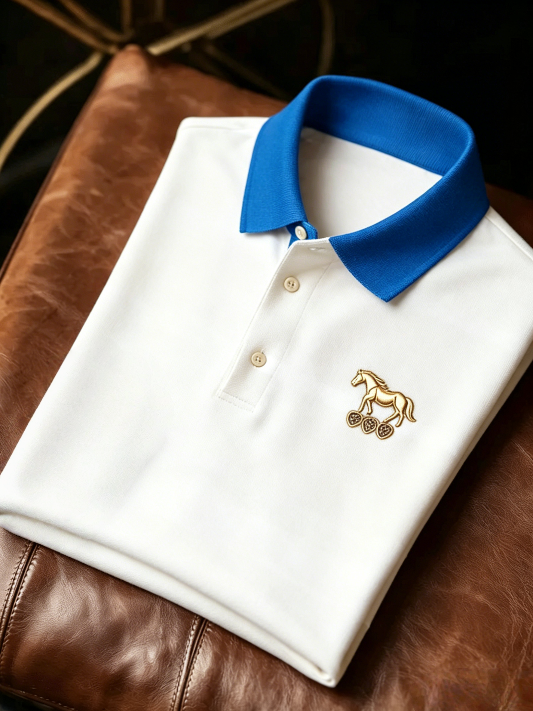 Camisa polo ejecutivo con botones de manga corta para hombre