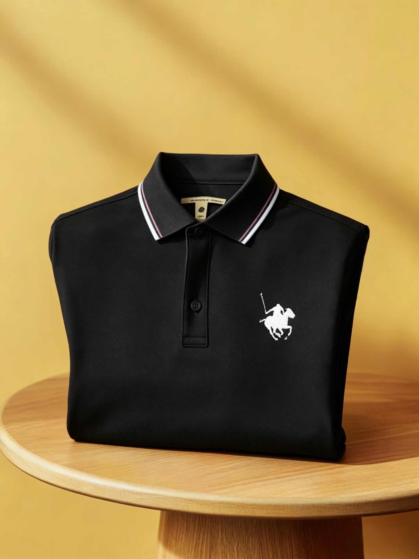 Camisa polo ejecutivo con botones de manga corta para hombre