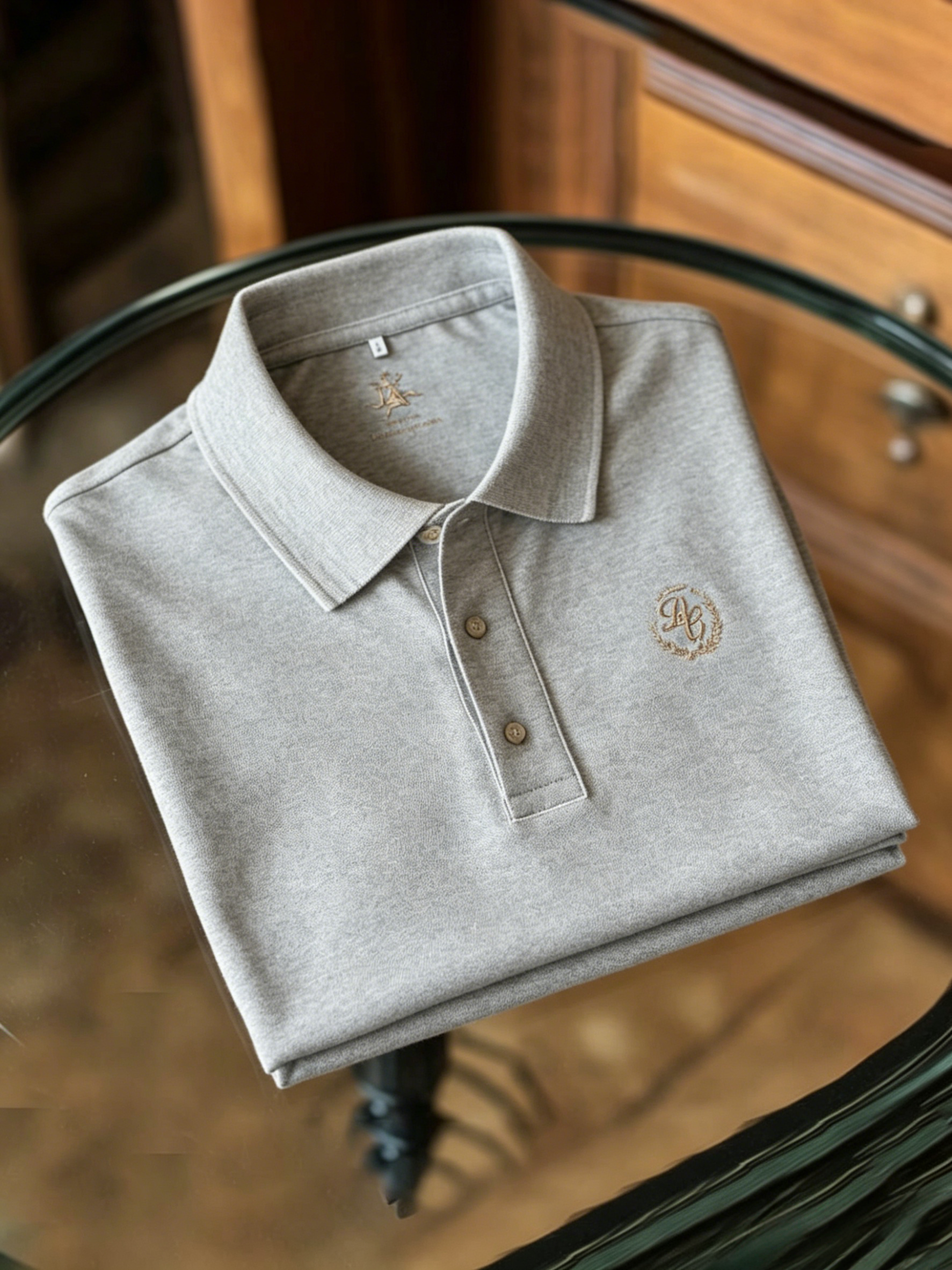 Camisa polo ejecutivo con botones de manga corta para hombre
