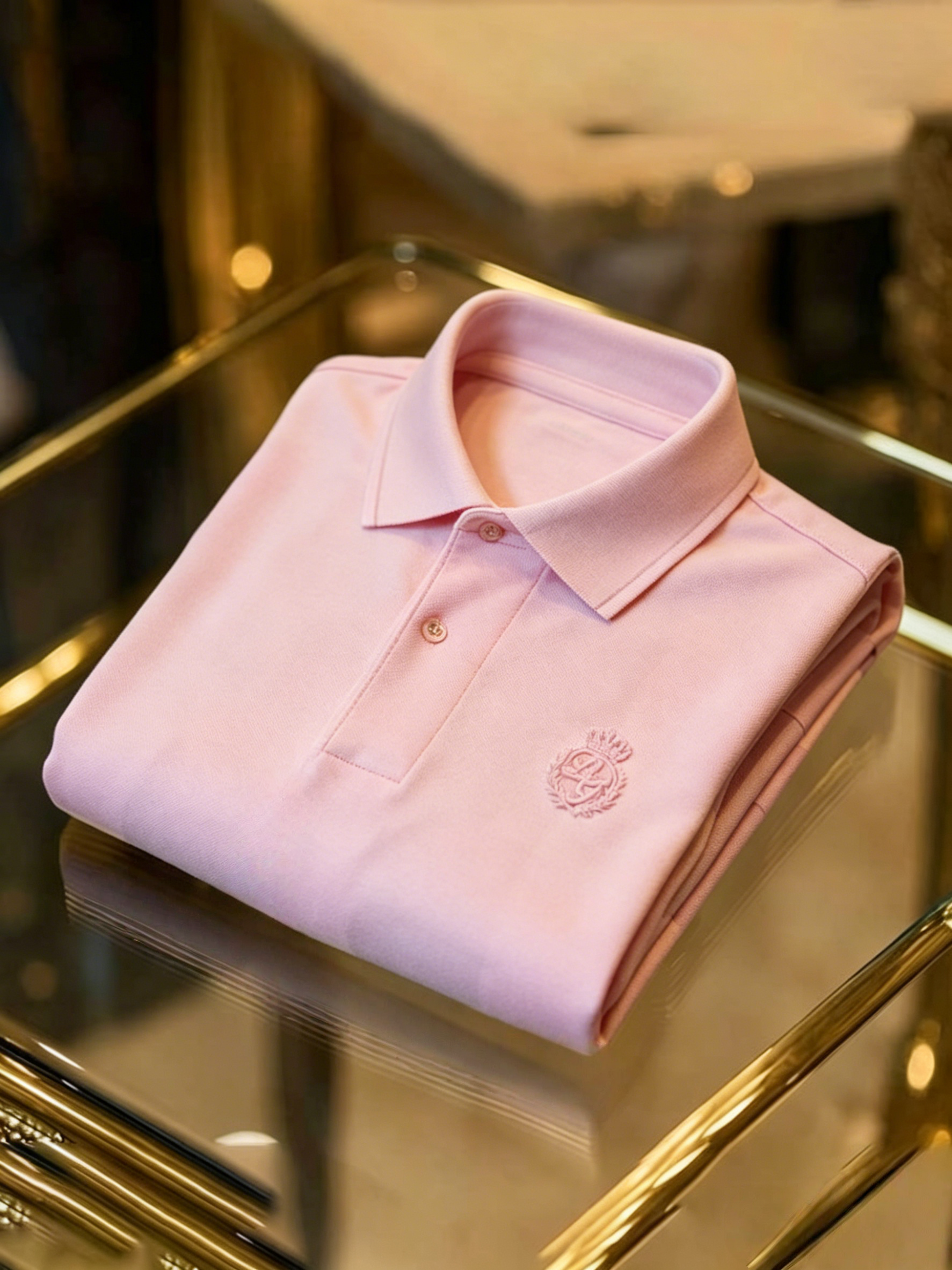 Camisa polo ejecutivo con botones de manga corta para hombre