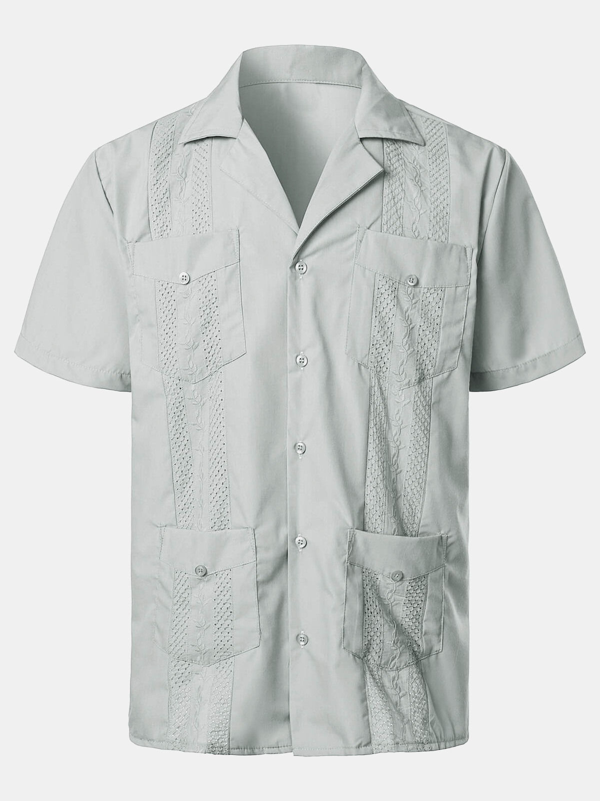Camisa Embroidery Cuban Guayabera Summer Cool de manga corta Button Up para hombre