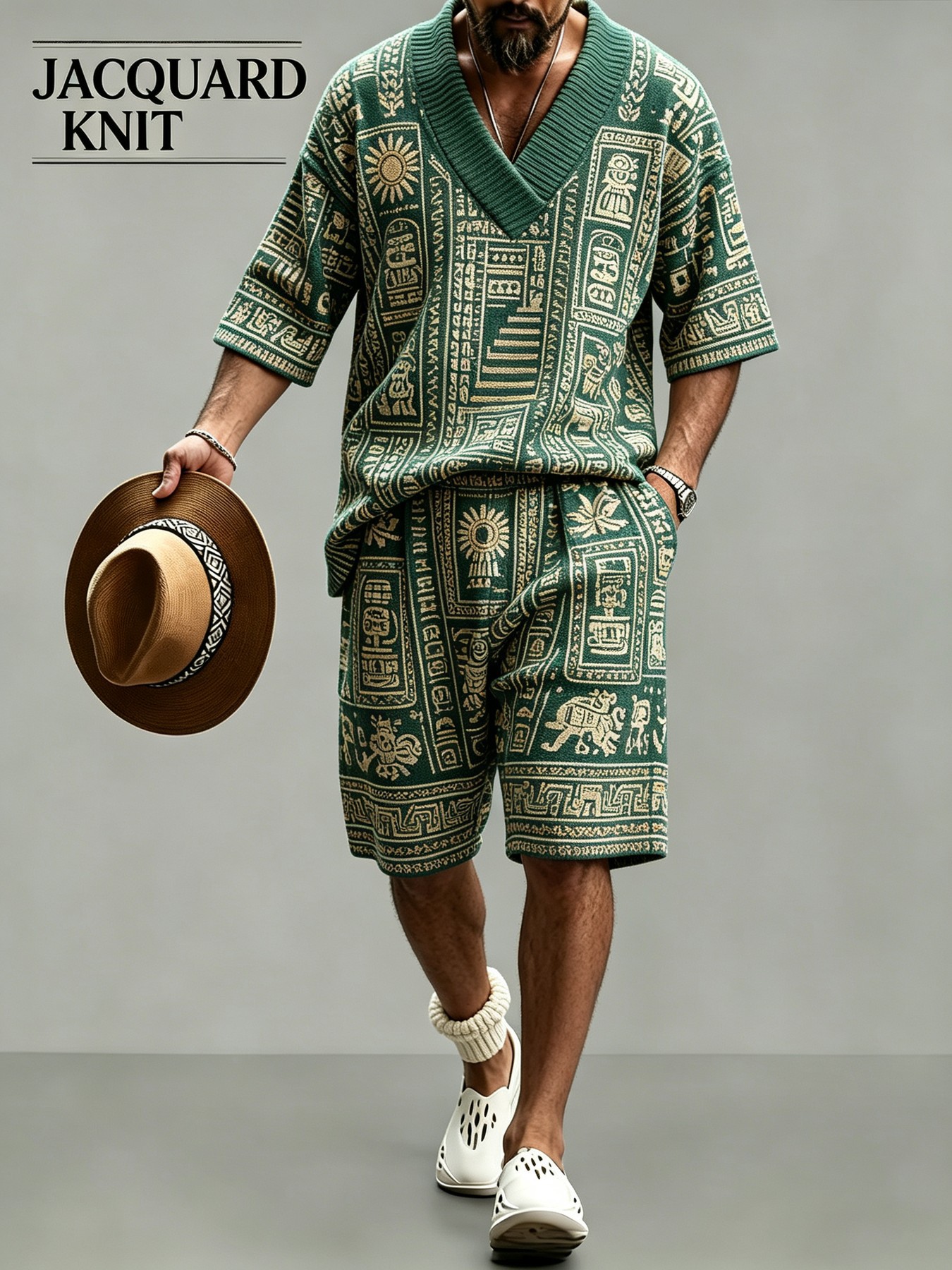 para hombre de manga corta camisa & shorts Set